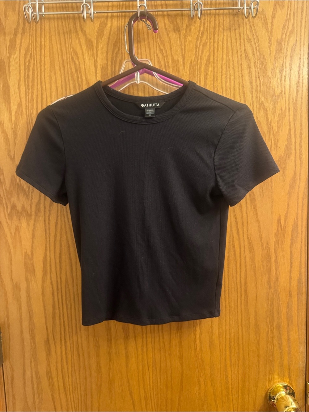 Athleta Black Short Sleeve Crewneck Tee